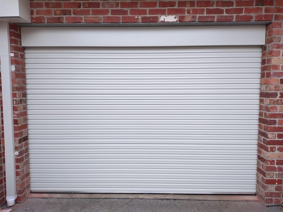 White roller door installation